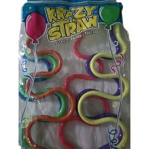KRAZY STRAW Twisty Straws Multi-Color 6-Pack Kids Party Straws 10" Genuine NEW